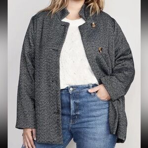 NWT Old Navy Soft-Brushed Herringbone Button-Front Car Coat Jacket XL